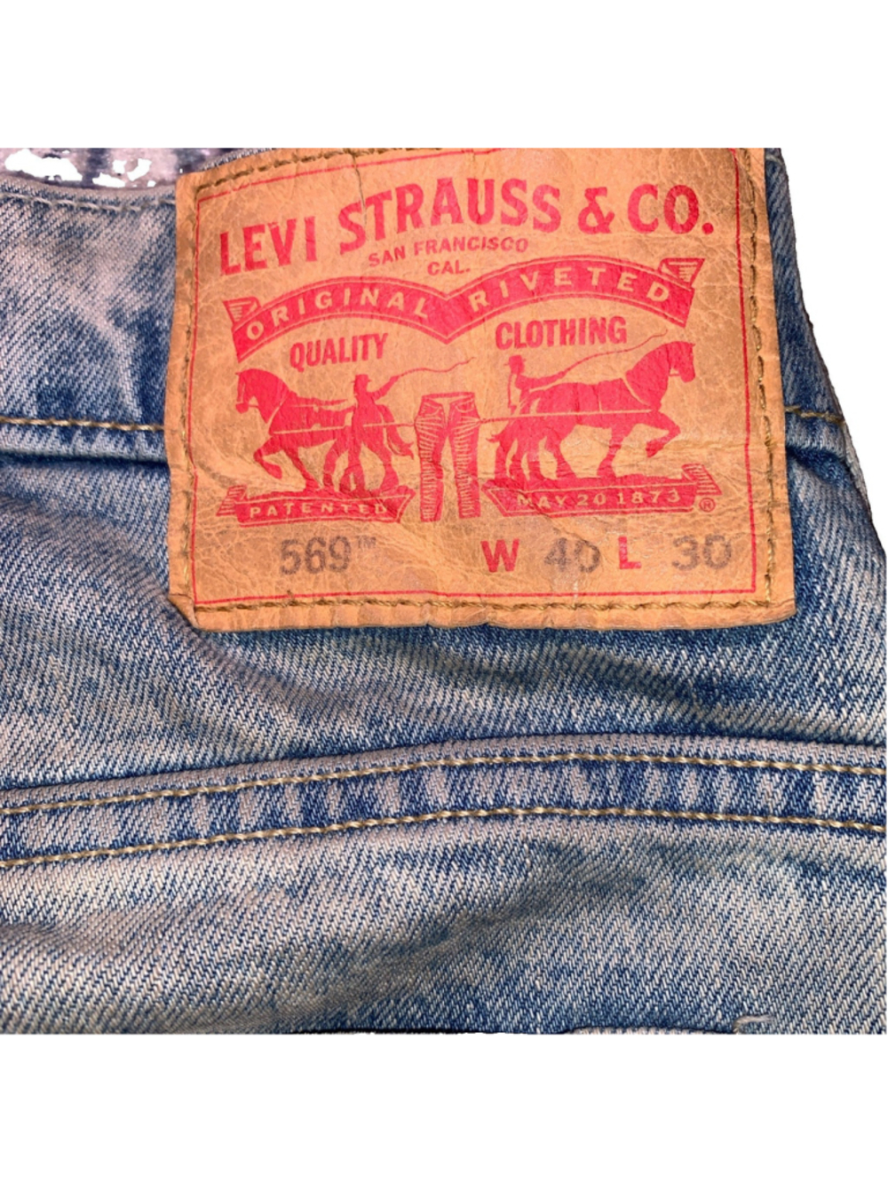 Levi’s 569 Loose Straight Fit Jeans 40x30 Workwear Distressed Light Wash Denim - Picture 16 of 16
